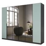 Draaideurkast Skyla type B grijs spiegelglas - Saliegroen/ Grijs metallic - Breedte: 271 cm