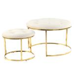 Hocker Becky 2er-Set Eisen / Gold - Polyester - Ivory