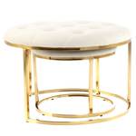 Hocker Becky 2er-Set Eisen / Gold - Polyester - Ivory