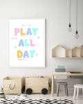 Quadro Play All Day Faggio massello / Vetro acrilico - Bianco - 63 x 83 cm