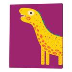 Afbeelding Love My Dino Girl massief grenenhout/linnen - violet - 40 x 50 cm