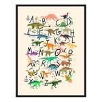 Quadro Dinosaur Alphabet Faggio massello / Vetro acrilico - Nero - 63 x 83 cm