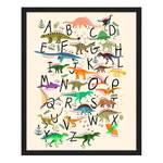 Tableau déco Dinosaur Alphabet Hêtre massif / Plexiglas - Noir - 43 x 53 cm