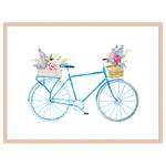 Tableau déco Bicycle With Flowers Hêtre massif / Plexiglas - Naturel - 63 x 83 cm