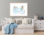 Afbeelding Bicycle With Flowers massief beukenhout/acrylglas - naturel - 63 x 83 cm