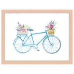 Quadro Bicycle With Flowers Faggio massello / Vetro acrilico - Naturale - 33 x 43 cm