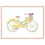 Afbeelding Yellow Bicycle massief beukenhout/acrylglas - naturel - 63 x 83 cm