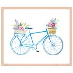 Tableau déco Bicycle With Flowers Hêtre massif / Plexiglas - Naturel - 53 x 63 cm