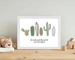 Tableau déco Cactus Friends Hêtre massif / Plexiglas - Blanc - 33 x 43 cm