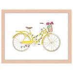Afbeelding Yellow Bicycle massief beukenhout/acrylglas - naturel - 33 x 43 cm