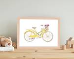 Afbeelding Yellow Bicycle massief beukenhout/acrylglas - naturel - 33 x 43 cm