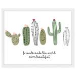 Quadro Cactus Friends Faggio massello / Vetro acrilico - Bianco - 43 x 53 cm