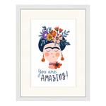 Afbeelding Frida Khalo massief beukenhout/acrylglas - wit - 33 x 43 cm