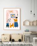 Quadro Cute Family Faggio massello / Vetro acrilico - Naturale - 63 x 83 cm