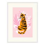 Tableau déco Cute Tiger Hêtre massif / Plexiglas - Blanc - 63 x 83 cm