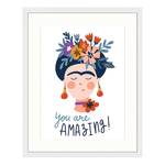 Afbeelding Frida Khalo massief beukenhout/acrylglas - wit - 43 x 53 cm