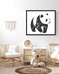 Bild Water And Ink Draw Panda Buche Massiv / Acrylglas - Schwarz - 53 x 63 cm