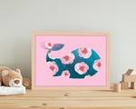 Tableau déco Pink Whale Hêtre massif / Plexiglas - Naturel - 33 x 43 cm