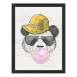 Afbeelding Panda With A Cap massief beukenhout/acrylglas - zwart - 33 x 43 cm