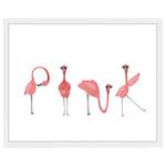 Afbeelding Flamingos massief beukenhout/acrylglas - wit - 43 x 53 cm