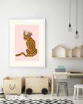 Afbeelding Spring Leopard massief beukenhout/acrylglas - wit - 63 x 83 cm