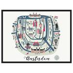 Afbeelding Amsterdam Cute Map massief beukenhout/acrylglas - zwart - 63 x 83 cm