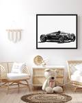 Bild Racing Car Buche Massiv / Acrylglas - Schwarz - 53 x 63 cm