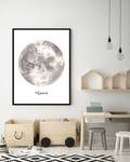 Bild Watercolor Moon Buche Massiv / Acrylglas - Schwarz - 63 x 83 cm