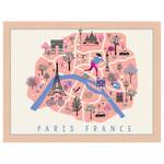 Bild Paris Cute Map Buche Massiv / Acrylglas - Naturell - 33 x 43 cm