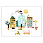 Quadro Carton City Faggio massello / Vetro acrilico - Bianco - 63 x 83 cm