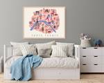 Bild Paris Cute Map Buche Massiv / Acrylglas - Naturell - 63 x 83 cm