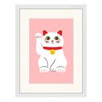 Quadro Fortune Cat Faggio massello / Vetro acrilico - Bianco - 33 x 43 cm