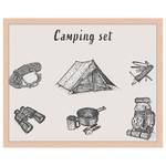 Quadro Camping Set Faggio massello / Vetro acrilico - Naturale - 43 x 53 cm