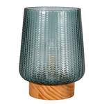 Tafellamp Glamour type A fineer van echt hout/gekleurd glas - 1 lichtbron - Turquoise