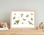 Quadro Exotic Plants and Birds Faggio massello / Vetro acrilico - Naturale - 33 x 43 cm