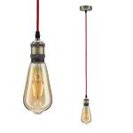 Hanglamp Vintage Edition type B transparant glas/textielmix - rood- 1 lichtbron