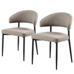 Chaises capitonnées Asbo - Lot de 2 Tissu structuré Badia: Gris