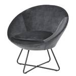 Loungefauteuil Eicken donkergrijs - Velours Vilda: Donkergrijs