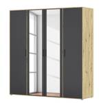 Armoire Voyager avec miroir Gris métallisé / Imitation chêne Artisan - Largeur : 187 cm - Sans tiroir