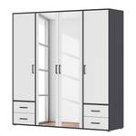 Drehtürenschrank Voyager mit Spiegel Alpinweiß / Graumetallic - Breite: 187 cm - Mit Schubladen