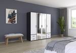 Armoire Voyager avec miroir Blanc alpin / Gris métallisé - Largeur : 187 cm - Avec tiroirs