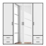 Armoire Voyager avec miroir Blanc alpin / Gris métallisé - Largeur : 187 cm - Avec tiroirs