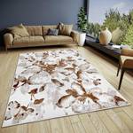 Kurzflorteppich Floral Polyester / Latex - Weiß / Braun - 200 x 280 cm