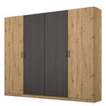 Drehtürenschrank Miro Eiche Artisan Dekor / Eiche Schwarz Dekor - Breite: 226 cm