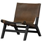 Fauteuil Consume Acacia massif / Cuir véritable - Noir / Marron