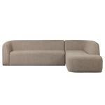 Ecksofa Sloping Strukturstoff - Hellbraun - Ottomane davorstehend rechts