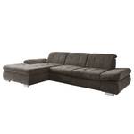 Ecksofa Calstar mit Longchair Webstoff Porcia: Anthrazit - Longchair davorstehend links - Ohne Schlaffunktion