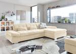 Ecksofa Calstar mit Longchair Webstoff Porcia: Beige - Longchair davorstehend rechts - Ohne Schlaffunktion