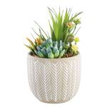 Plante artificielle en pot Erbi Ciment / Plastique - Beige