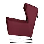 Fauteuil Caleta geweven stof - Velours Onoli: Donkerrood - Met hocker